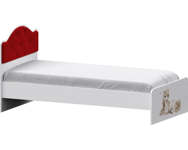 Кровать Каспер с мягкой спинкой и фотопечатью (900х2000)Белый/Красный