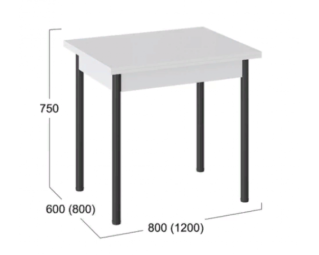 Стол «Родос» Тип 2 с опорой d40 (Черный муар/Белый)